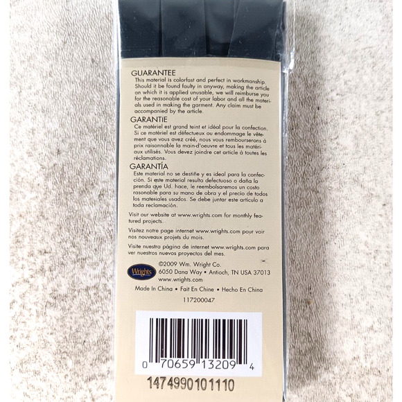 Wrights Wide Single Fold Bias Tape #200 047 4yds, .5in W Dark Grey NEW - Picture 2 of 3